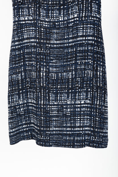 Escada Divatu "Open Miscellaneous" Navy Plaid Crepe Mini Dress