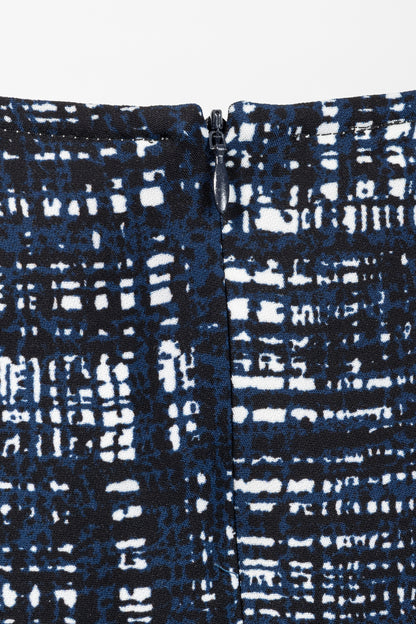 Escada Divatu "Open Miscellaneous" Navy Plaid Crepe Mini Dress