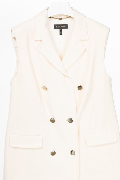 Escada Belliva Off-White Wool-Crepe Double-Breasted Waistcoat