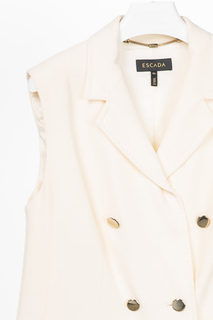 Escada Belliva Off-White Wool-Crepe Double-Breasted Waistcoat