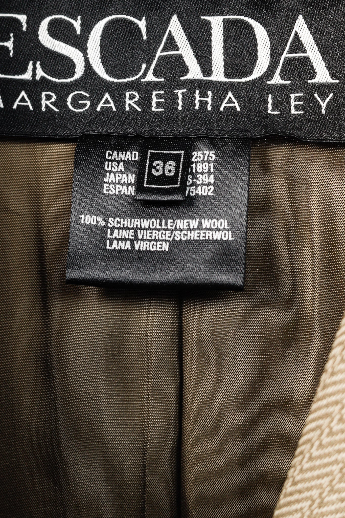 Escada Margaretha Ley Vintage Taupe Virgin-Wool Blazer