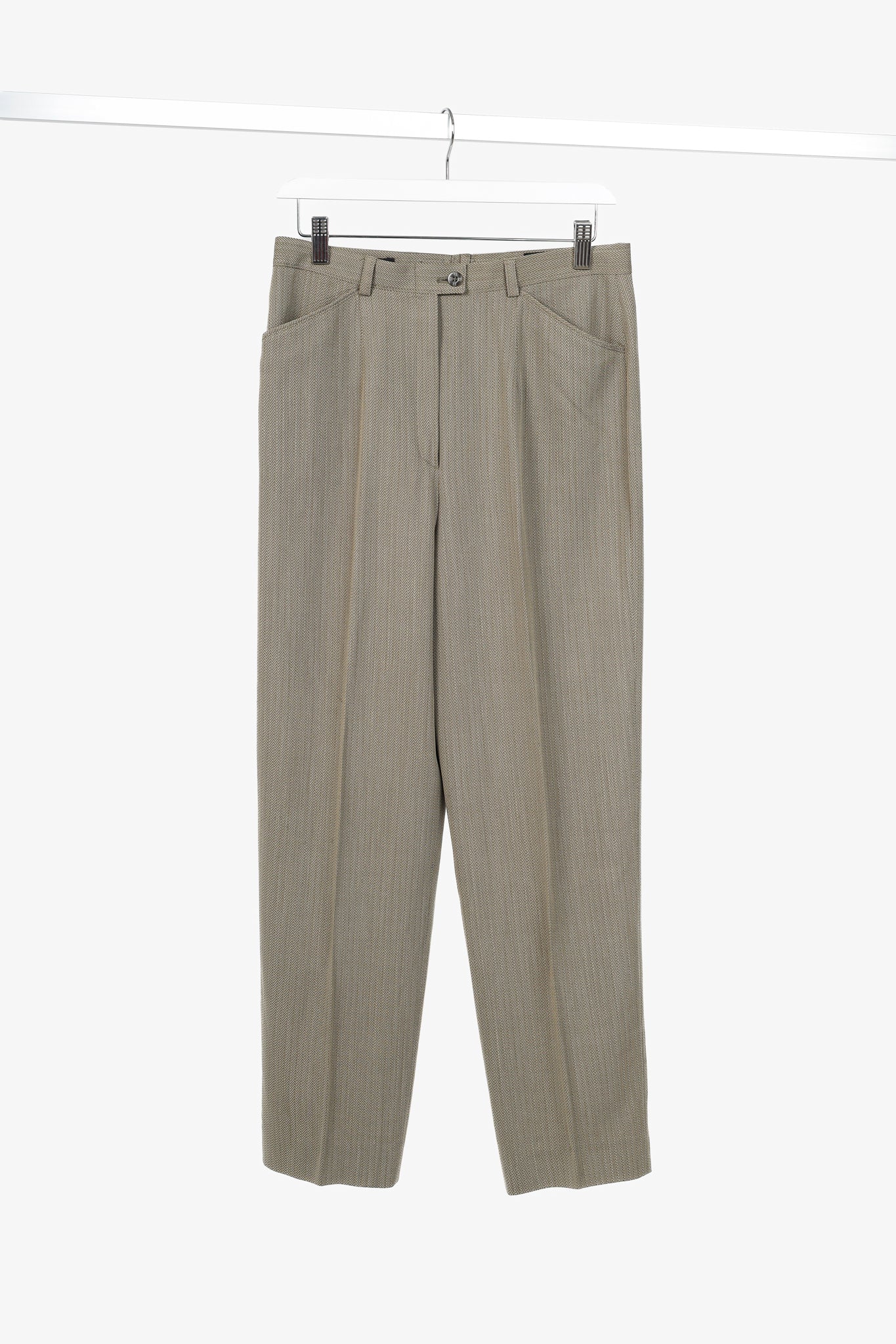 Escada Margaretha Ley Vintage Taupe Virgin-Wool Trousers