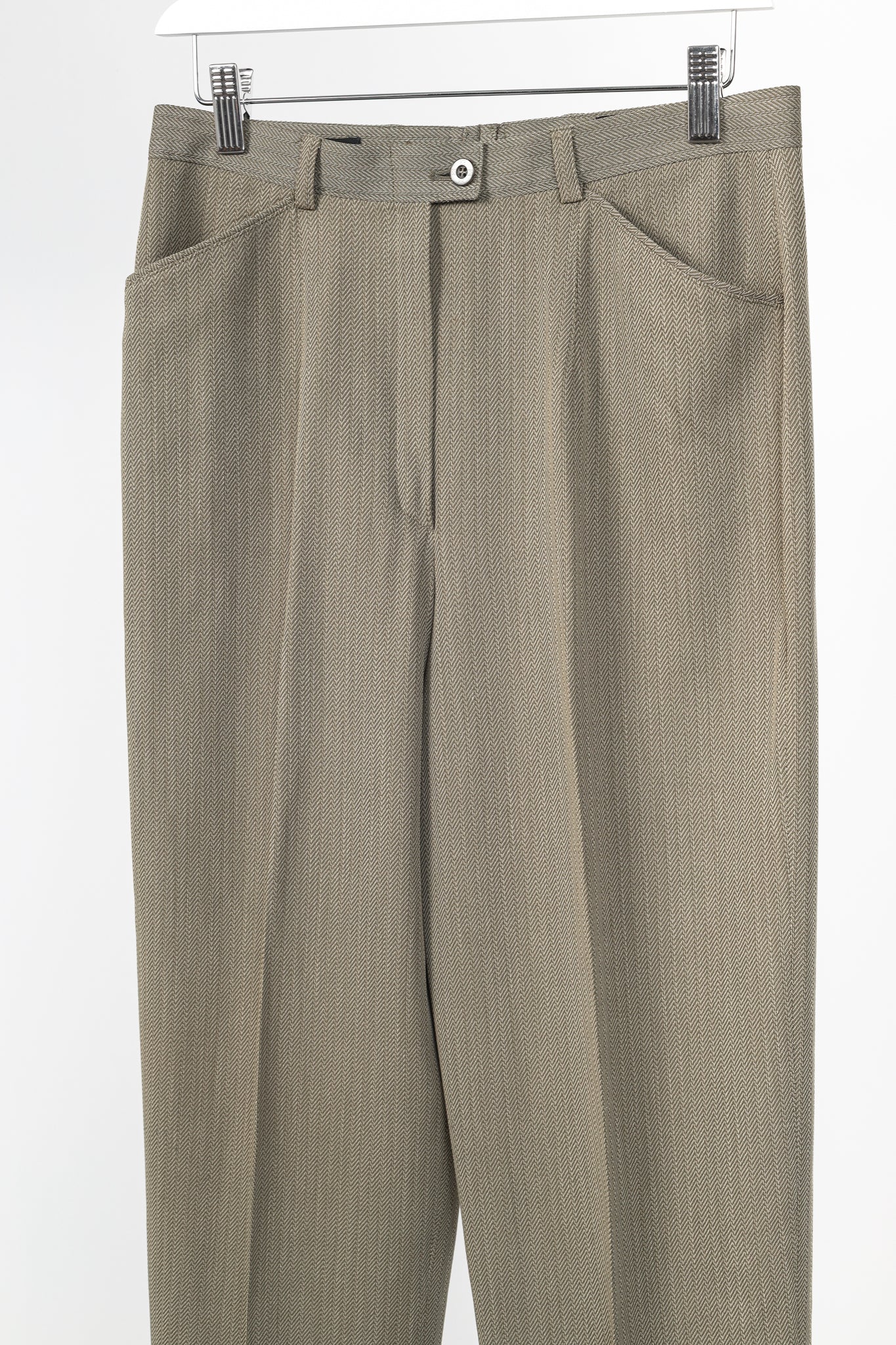 Escada Margaretha Ley Vintage Taupe Virgin-Wool Trousers