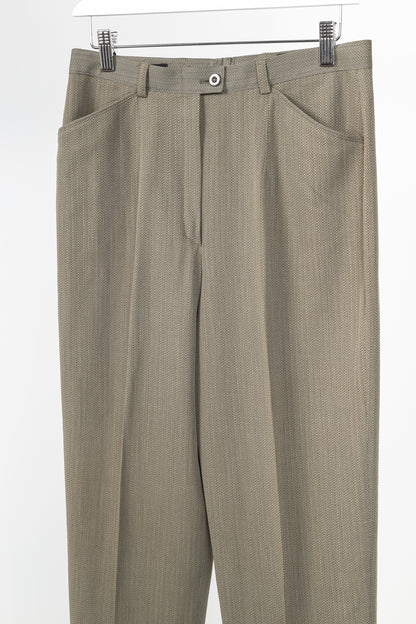 Escada Margaretha Ley Vintage Taupe Virgin-Wool Trousers
