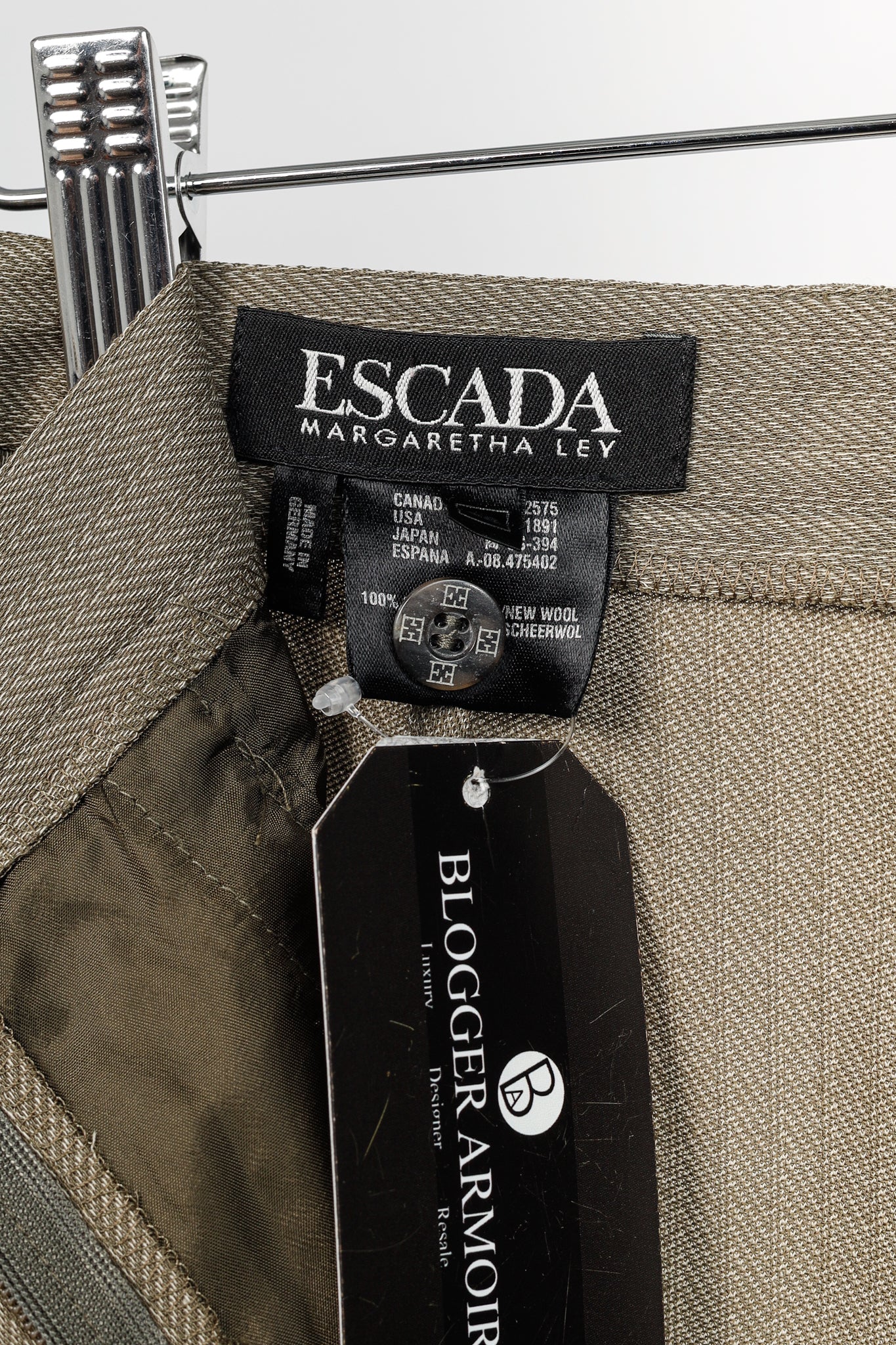 Escada Margaretha Ley Vintage Taupe Virgin-Wool Trousers