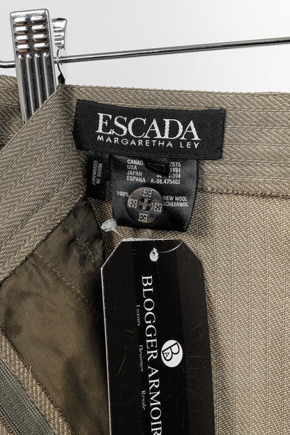 Escada Margaretha Ley Vintage Taupe Virgin-Wool Trousers