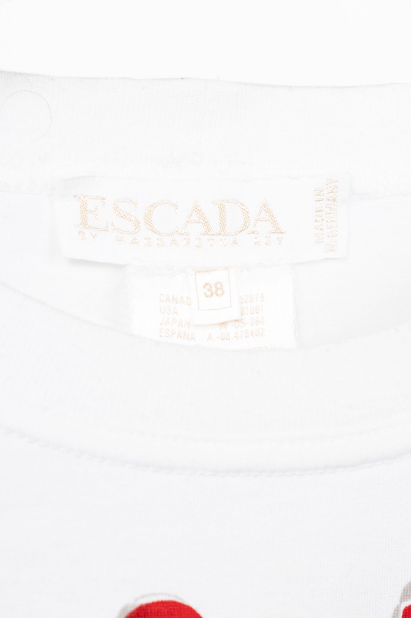 Escada Margaretha Ley White Cotton Equestrian-Motif T-Shirt