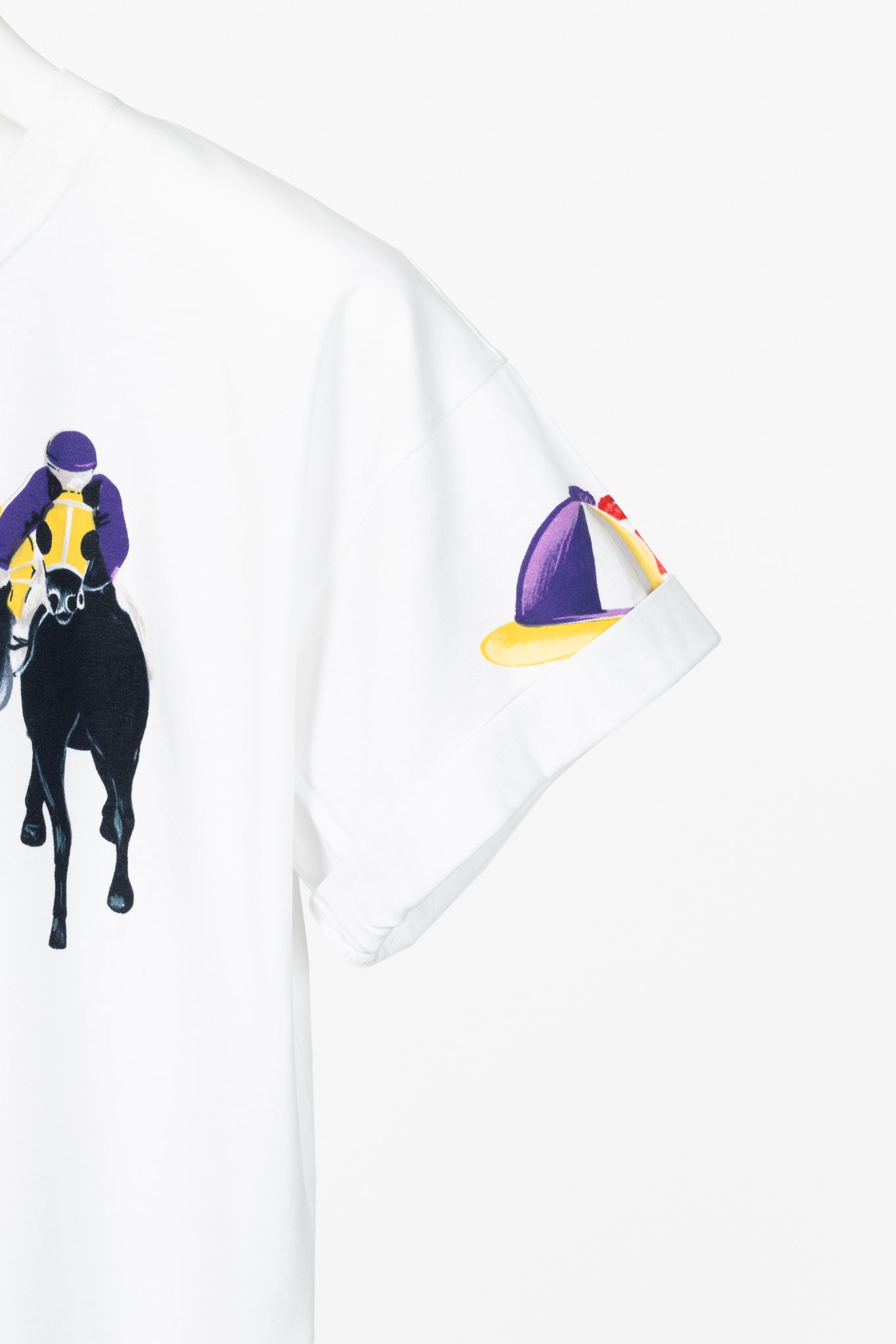 Escada Margaretha Ley White Cotton Equestrian-Motif T-Shirt