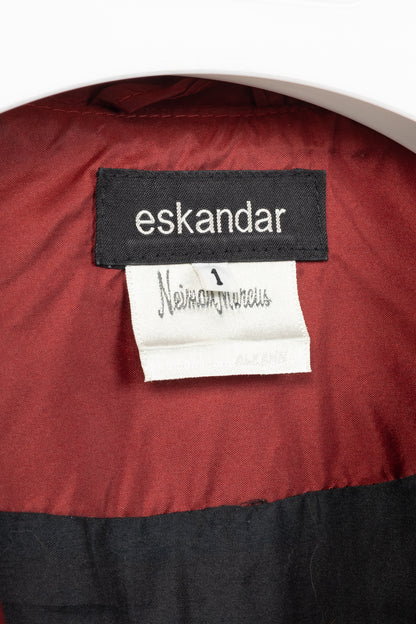 eskandar Red Silk Taffeta Floral-Embroidered Topper Coat
