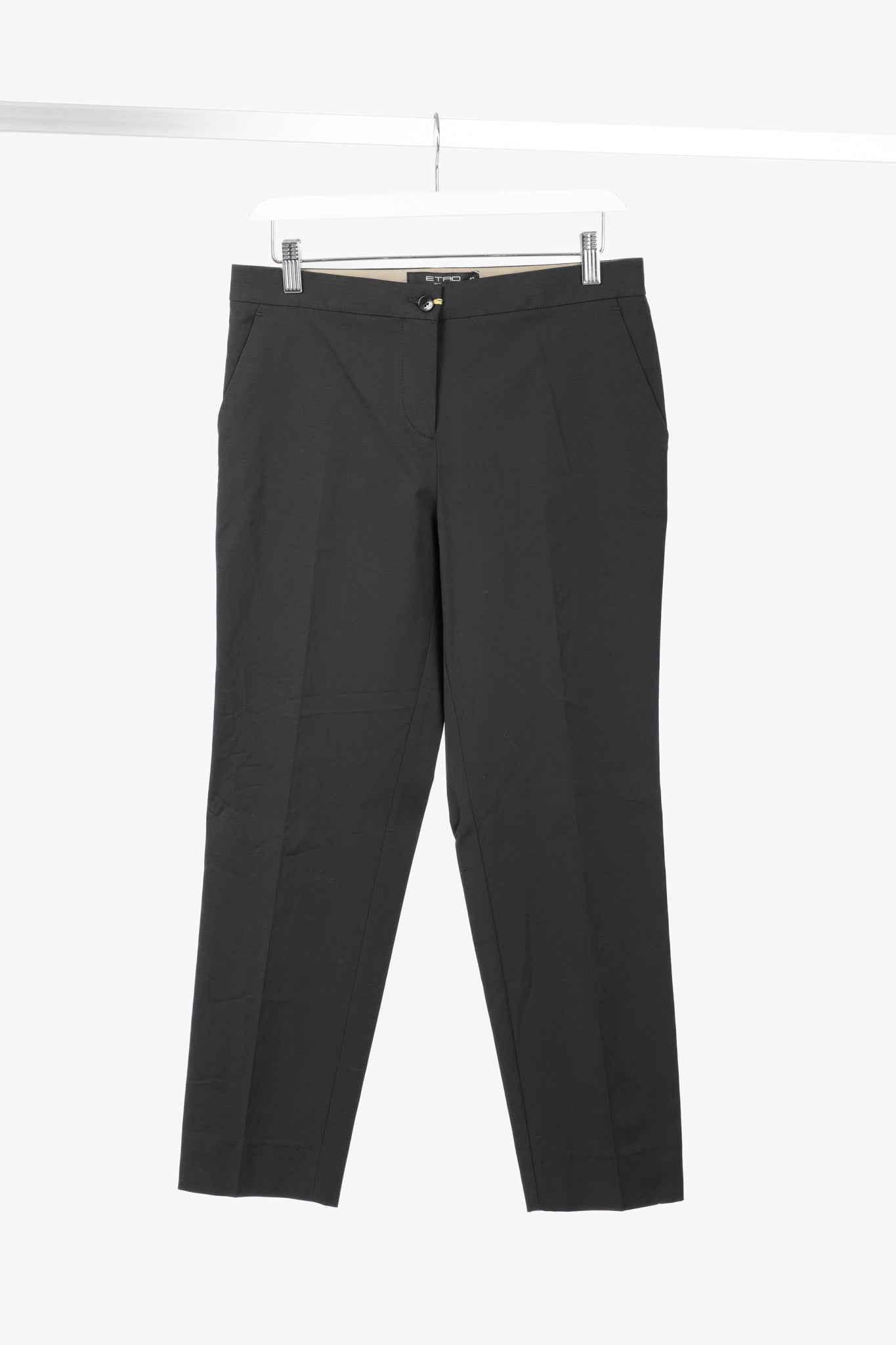 Etro Black Cotton-Blend Cropped Trousers