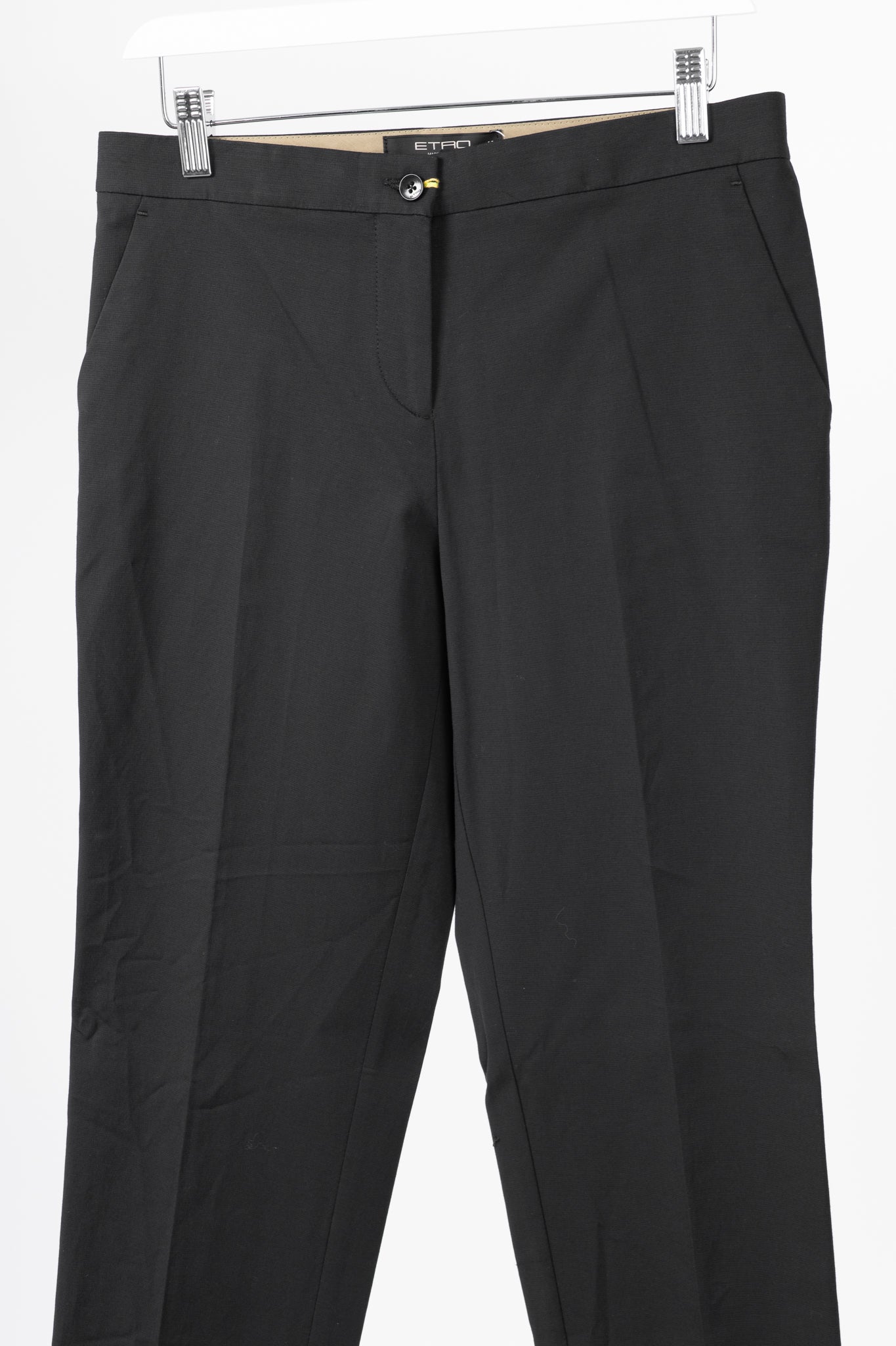 Etro Black Cotton-Blend Cropped Trousers
