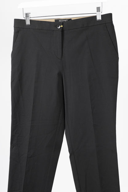 Etro Black Cotton-Blend Cropped Trousers