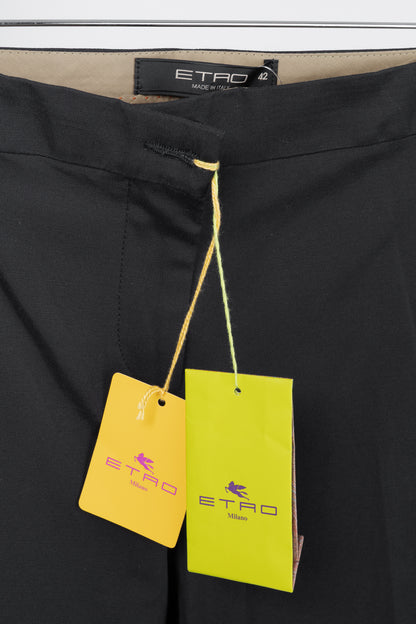 Etro Black Cotton-Blend Cropped Trousers