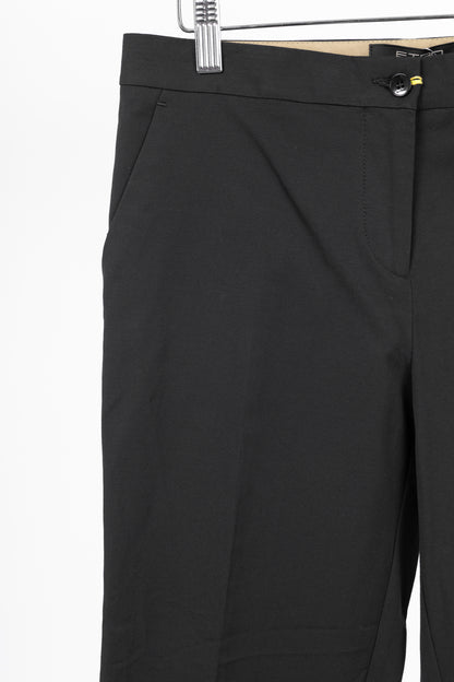 Etro Black Cotton-Blend Cropped Trousers