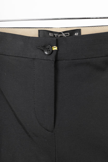 Etro Black Cotton-Blend Cropped Trousers