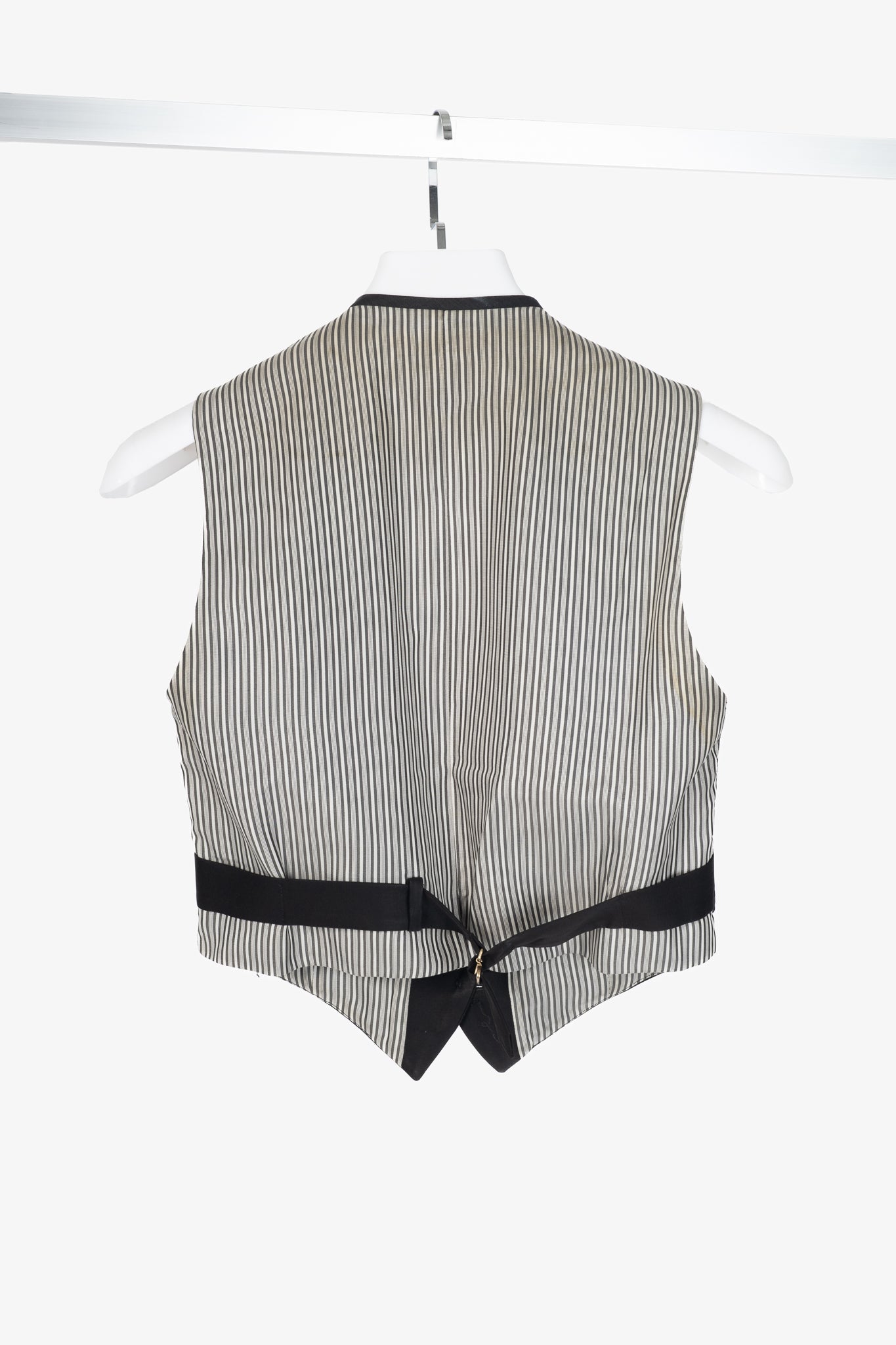 Etro Black Studded Stripe-Back Waistcoat