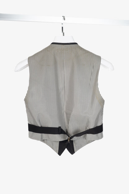 Etro Black Studded Stripe-Back Waistcoat