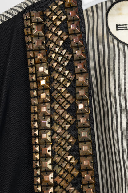 Etro Black Studded Stripe-Back Waistcoat