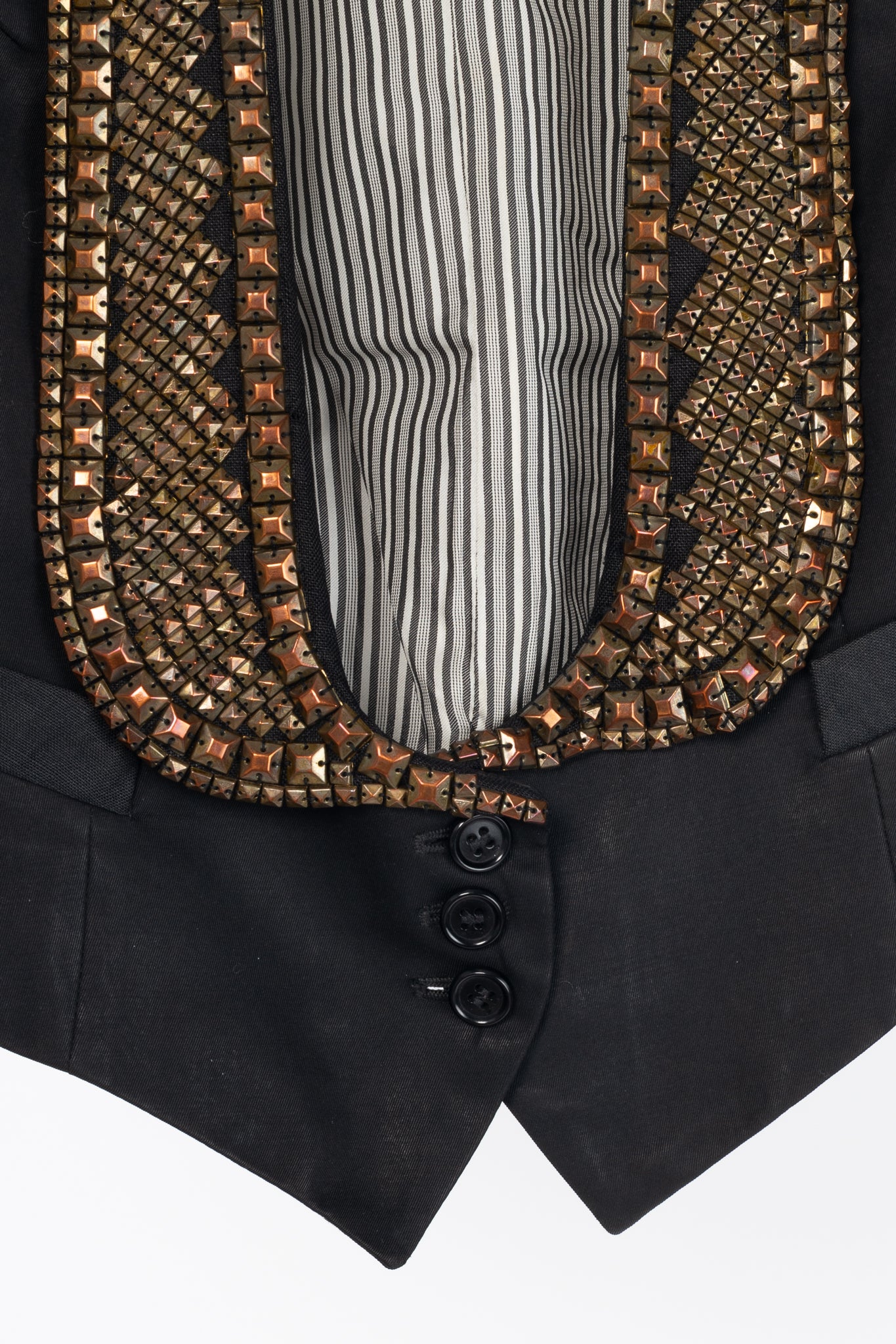 Etro Black Studded Stripe-Back Waistcoat
