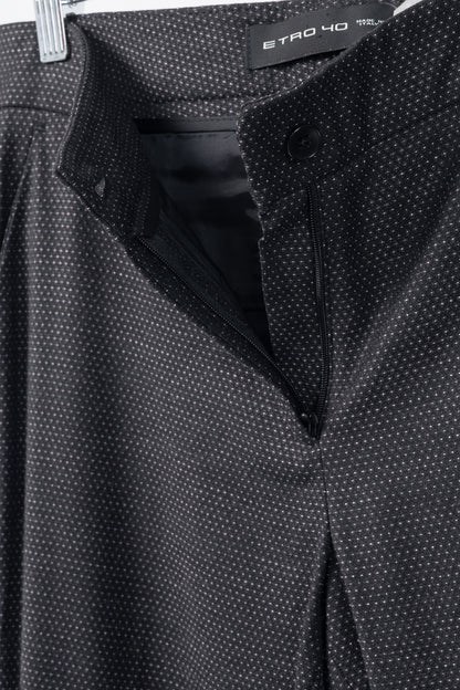 Etro Black Micro-Dot Wool-Blend Cuffed Trousers