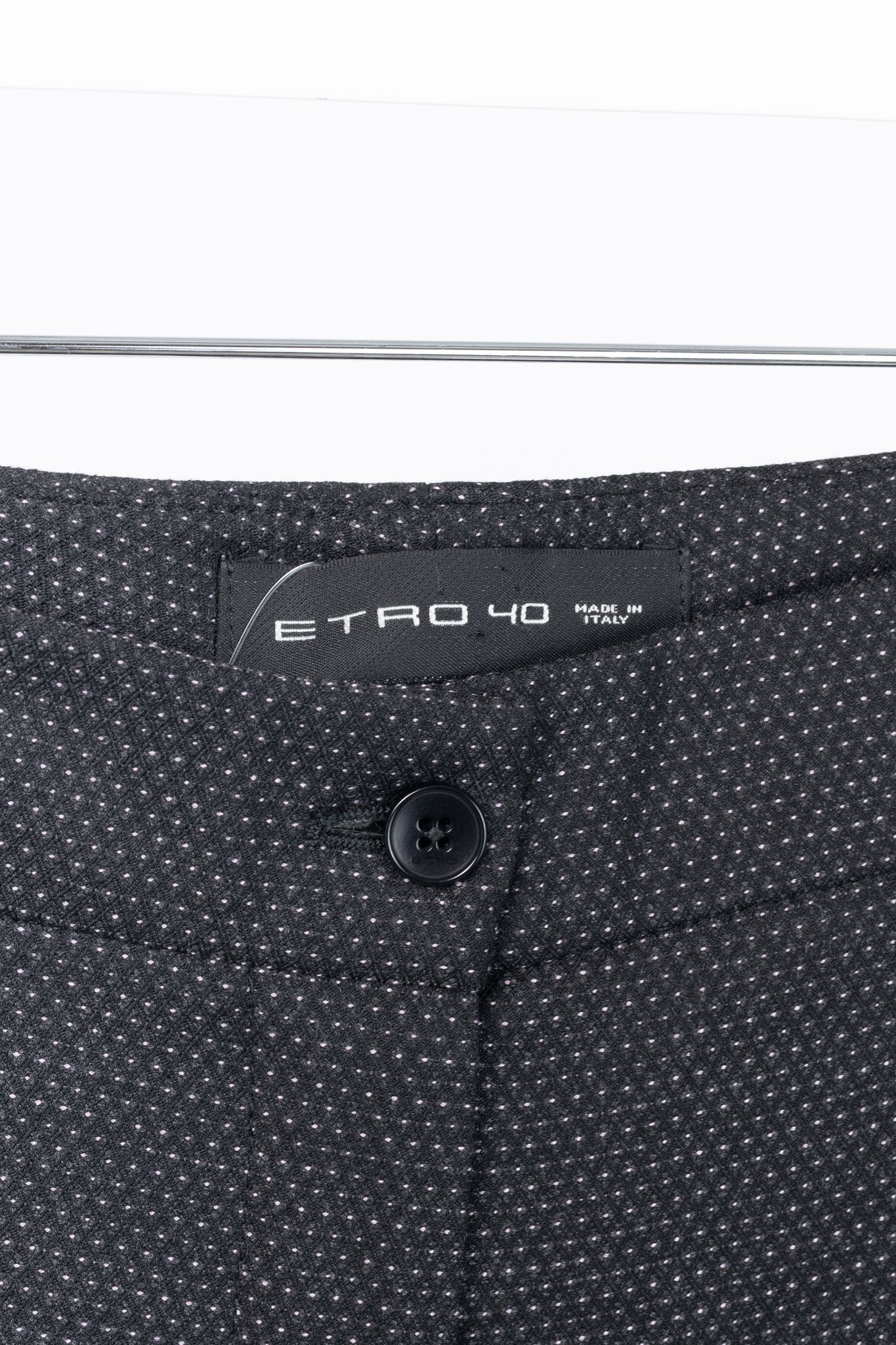 Etro Black Micro-Dot Wool-Blend Cuffed Trousers
