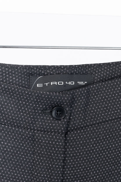 Etro Black Micro-Dot Wool-Blend Cuffed Trousers