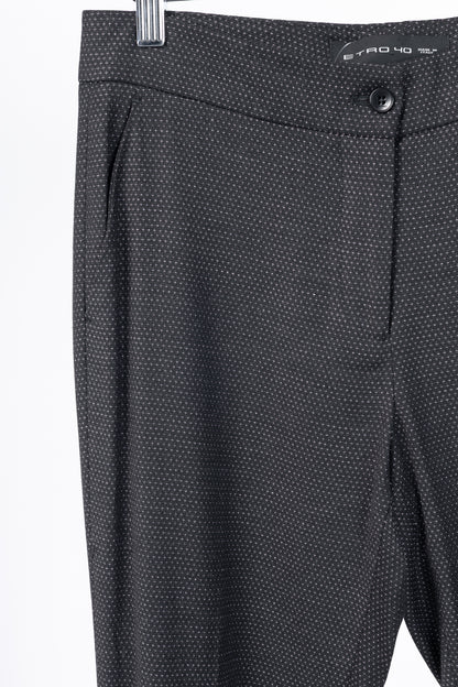 Etro Black Micro-Dot Wool-Blend Cuffed Trousers