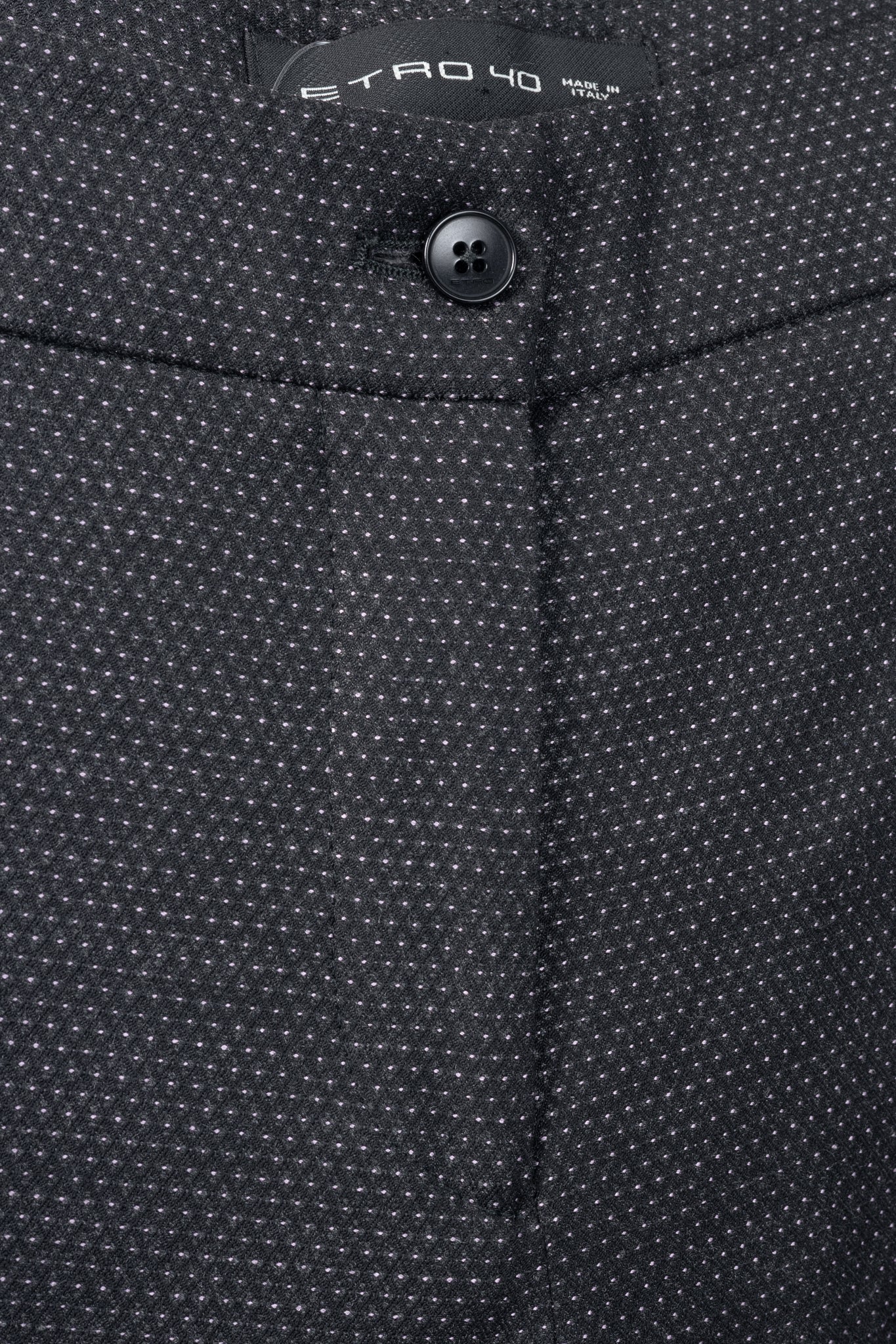 Etro Black Micro-Dot Wool-Blend Cuffed Trousers