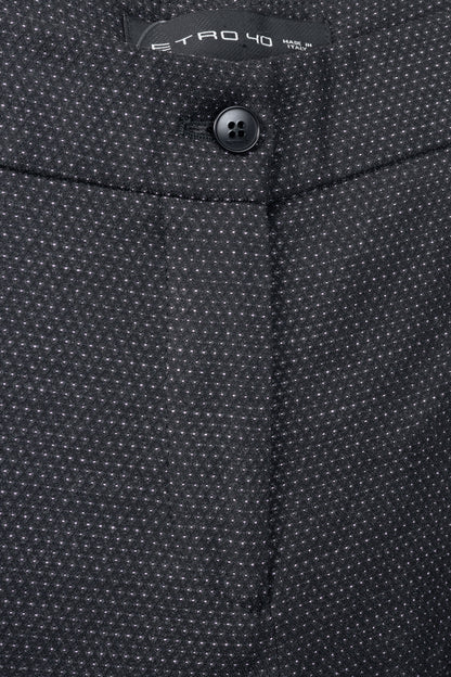 Etro Black Micro-Dot Wool-Blend Cuffed Trousers