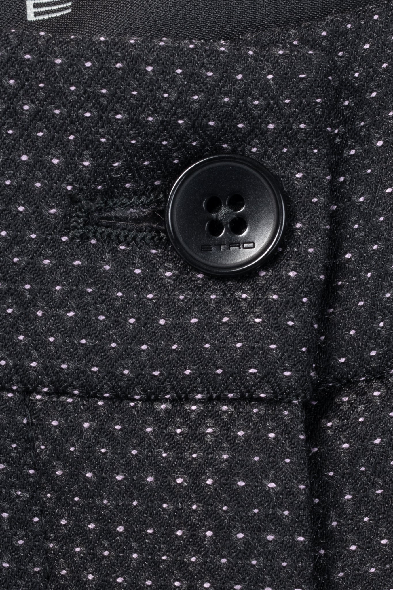 Etro Black Micro-Dot Wool-Blend Cuffed Trousers