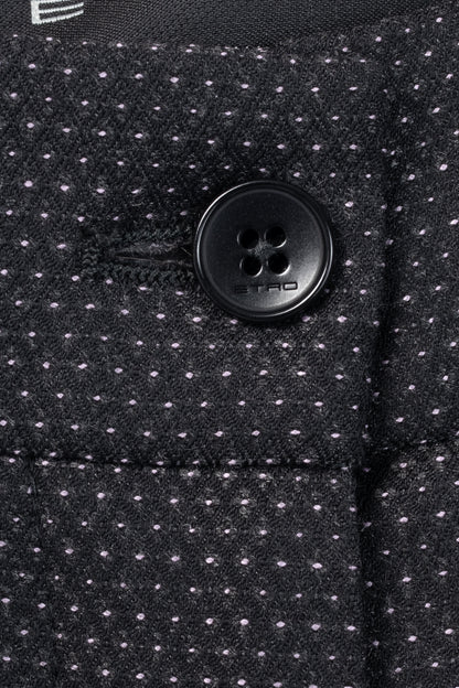 Etro Black Micro-Dot Wool-Blend Cuffed Trousers