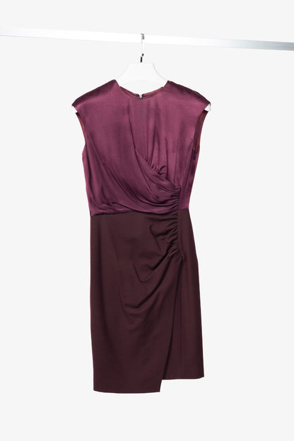 Etro Eggplant Envers Satin & Flannel Gathered Dress