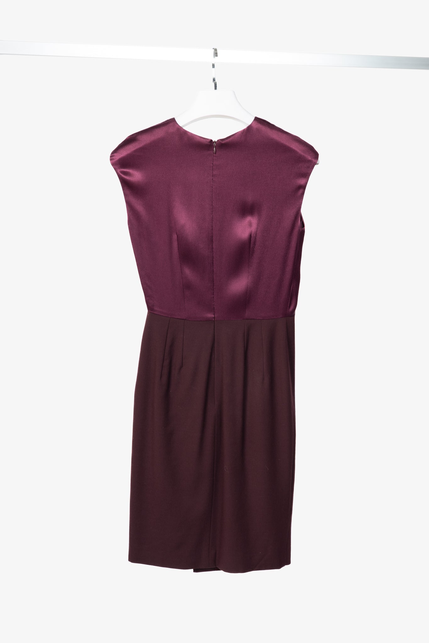 Etro Eggplant Envers Satin & Flannel Gathered Dress