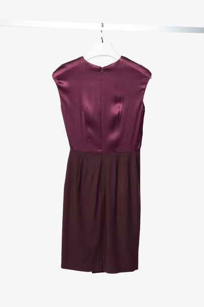 Etro Eggplant Envers Satin & Flannel Gathered Dress