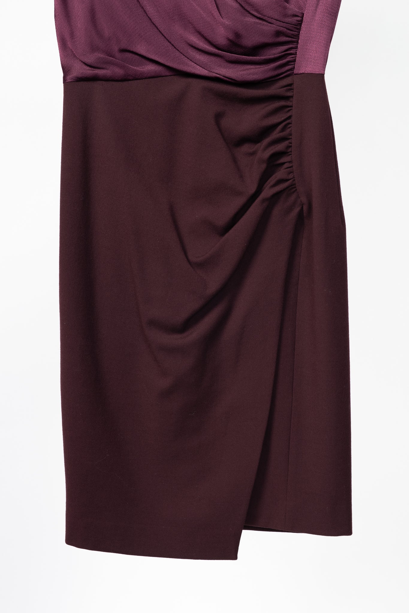 Etro Eggplant Envers Satin & Flannel Gathered Dress