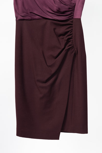 Etro Eggplant Envers Satin & Flannel Gathered Dress