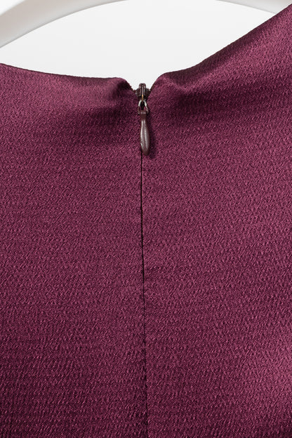 Etro Eggplant Envers Satin & Flannel Gathered Dress