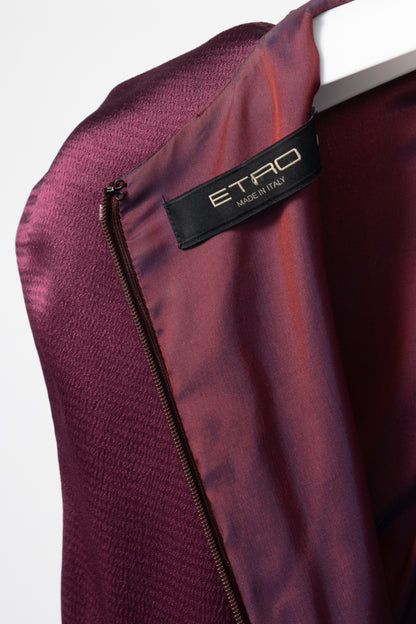 Etro Eggplant Envers Satin & Flannel Gathered Dress