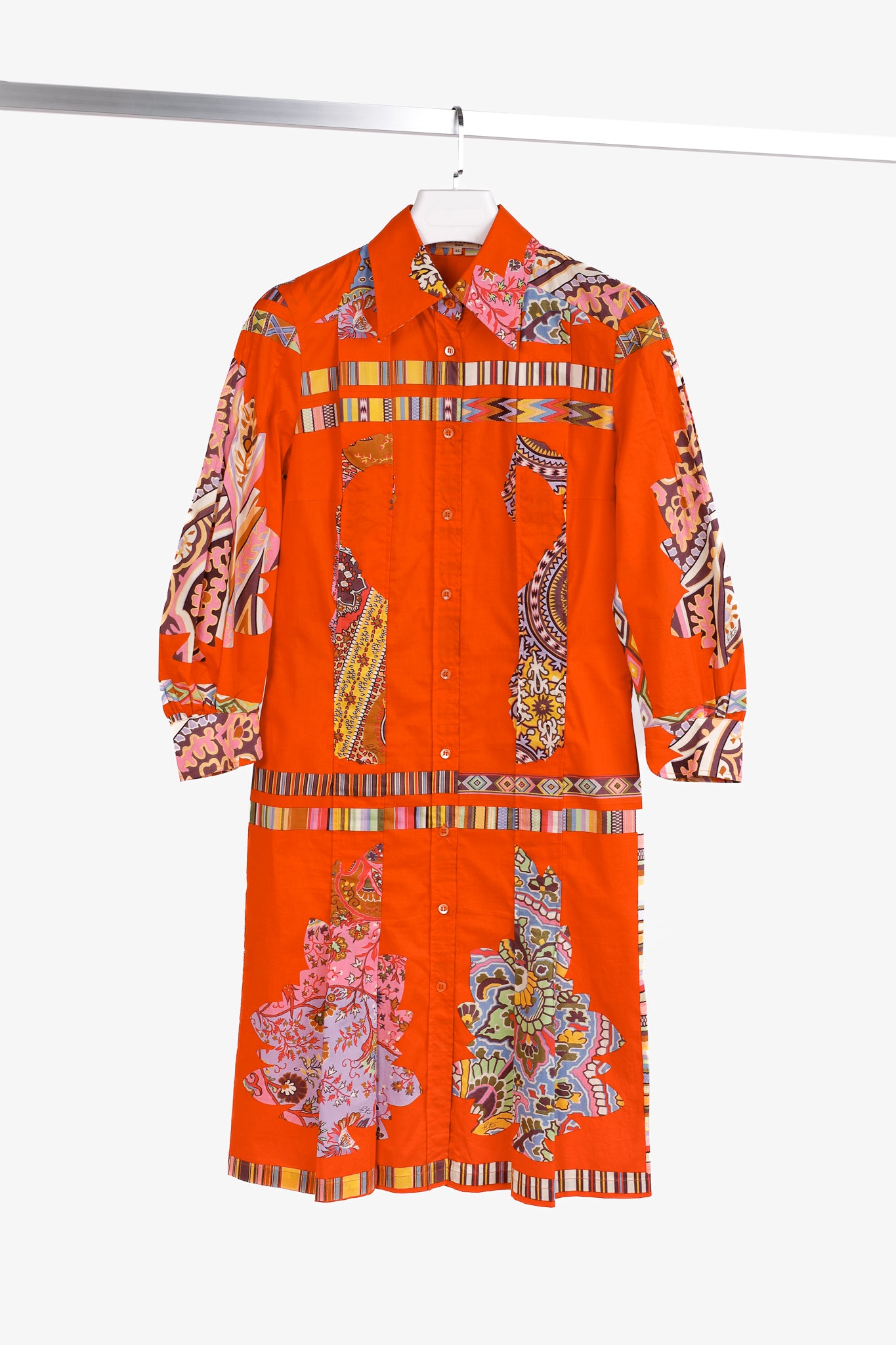 Etro Vintage Orange Printed Cotton Shirt Dress