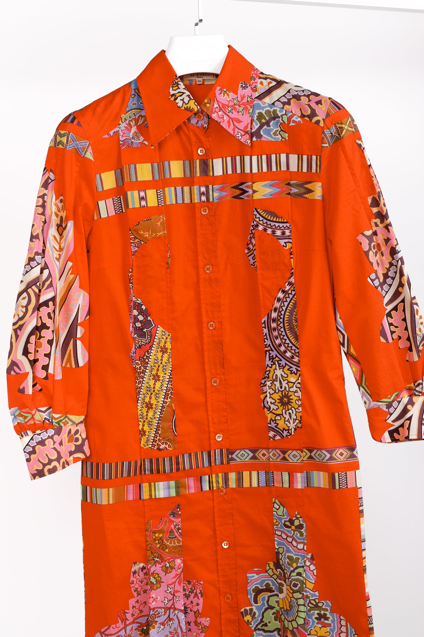 Etro Vintage Orange Printed Cotton Shirt Dress