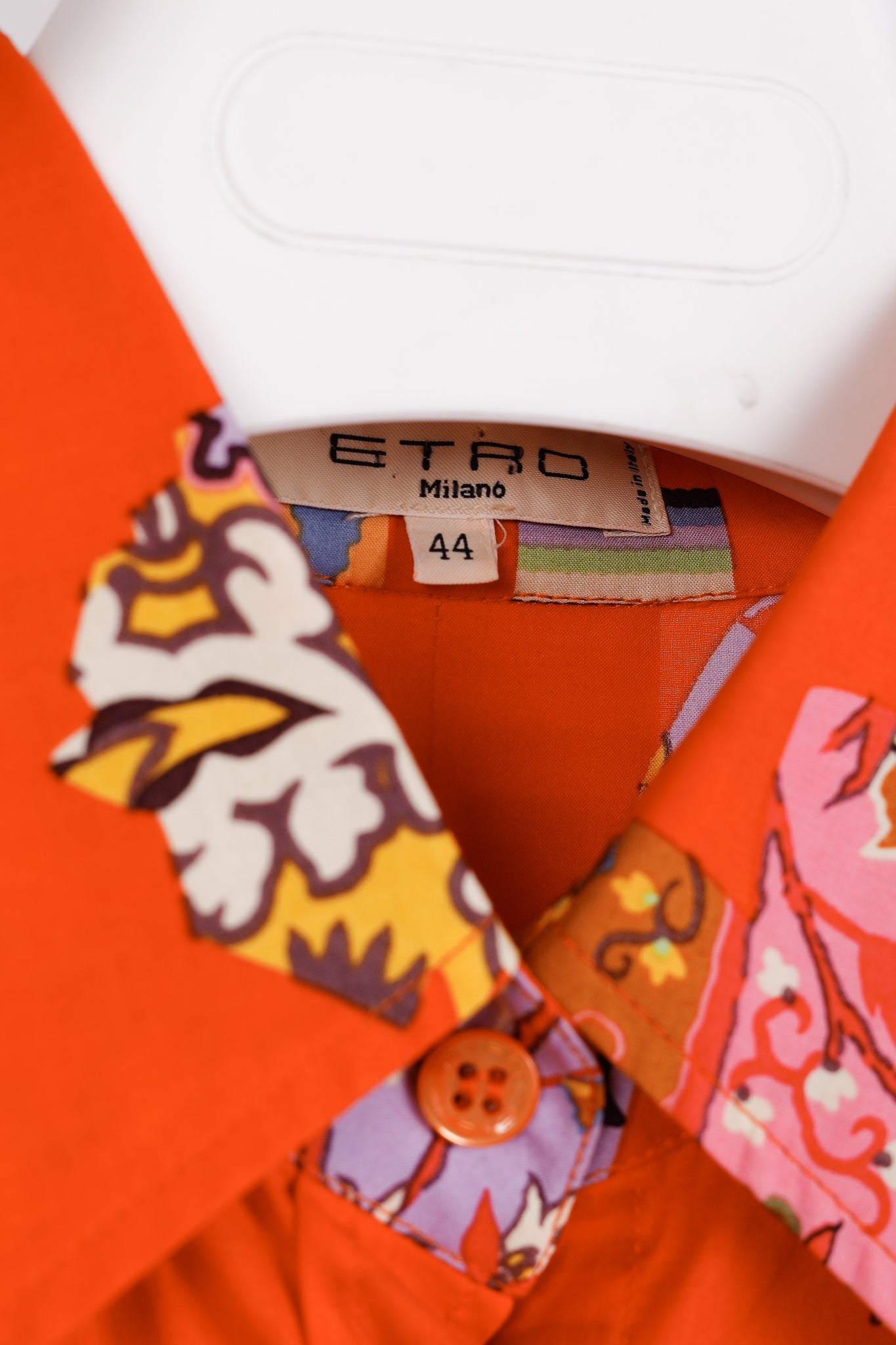 Etro Vintage Orange Printed Cotton Shirt Dress