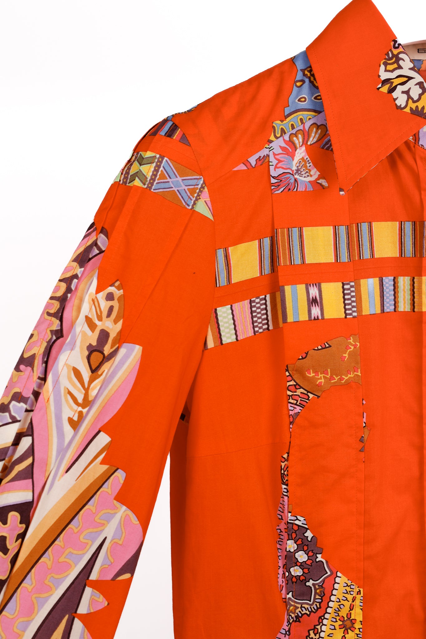 Etro Vintage Orange Printed Cotton Shirt Dress