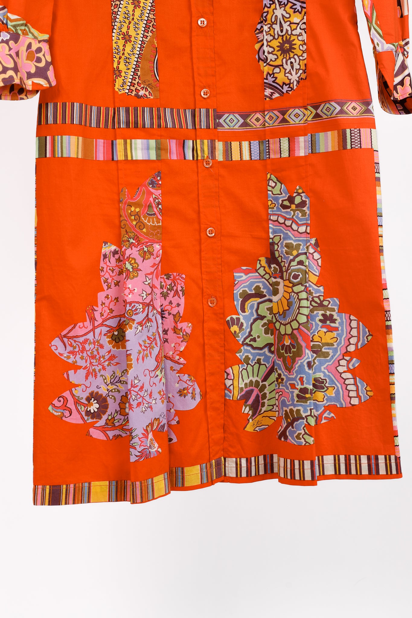 Etro Vintage Orange Printed Cotton Shirt Dress