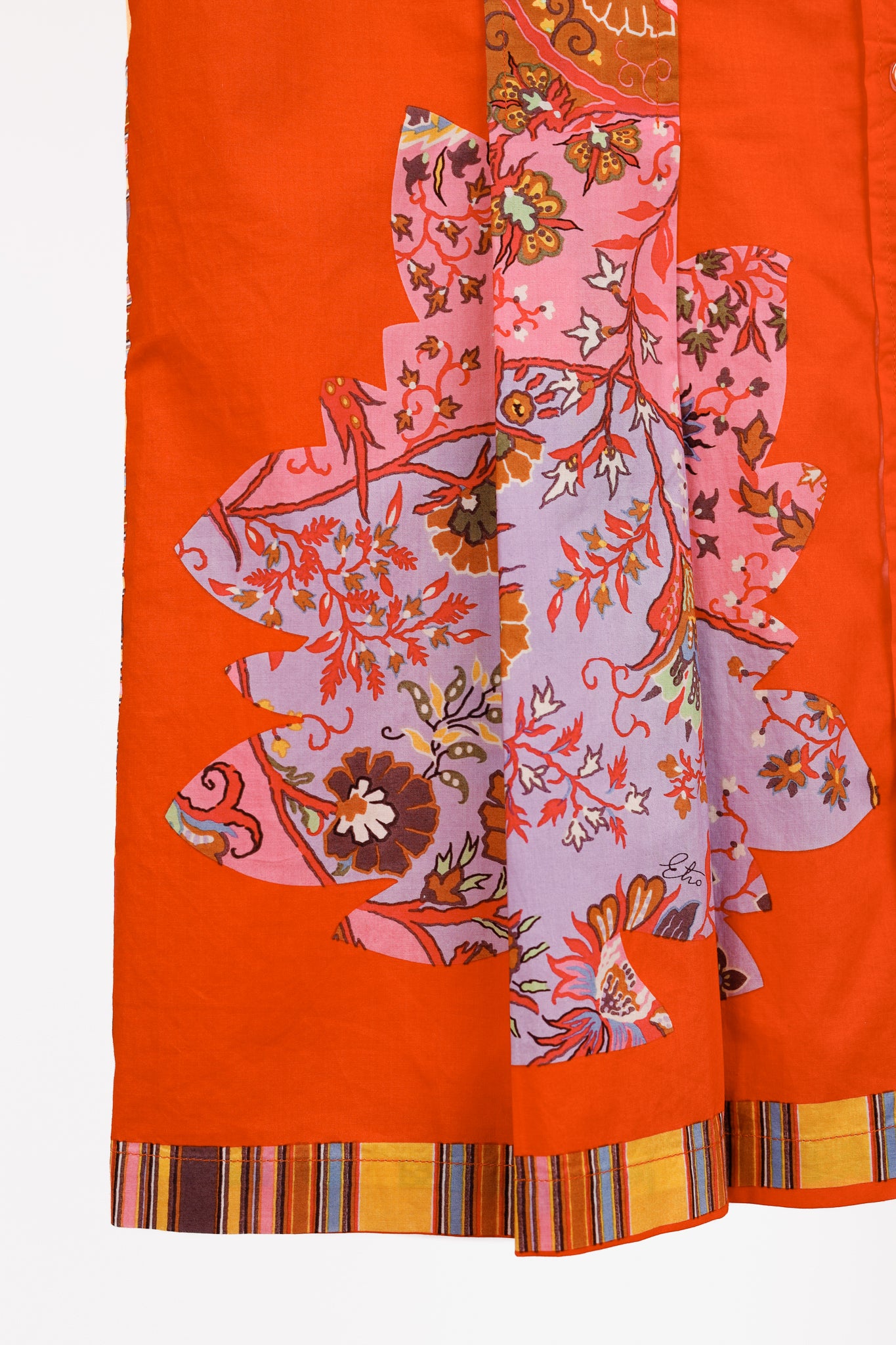 Etro Vintage Orange Printed Cotton Shirt Dress