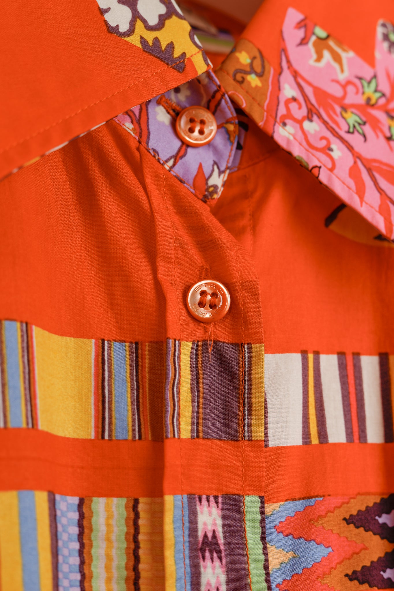 Etro Vintage Orange Printed Cotton Shirt Dress
