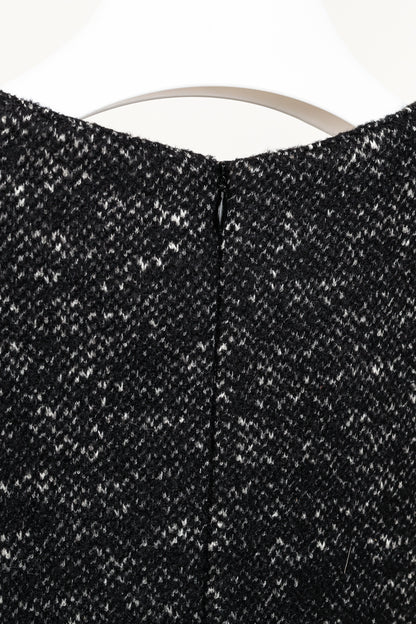 Etro Black Wool Embroidered-Paisley-Bib Dress