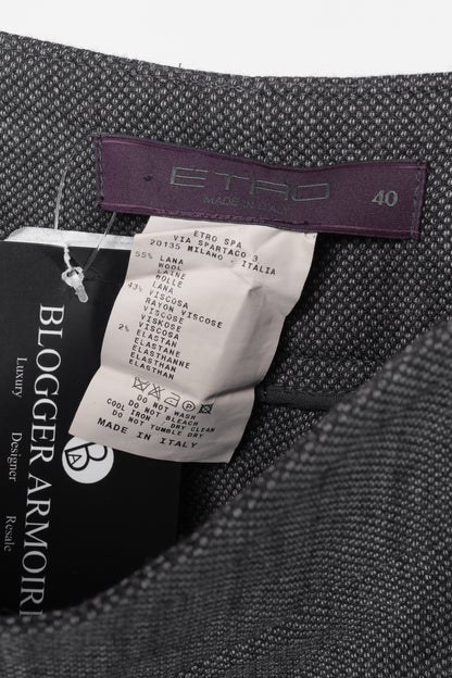 Etro Grey Micro-Dot Wool-Flannel Straight-Leg Trousers