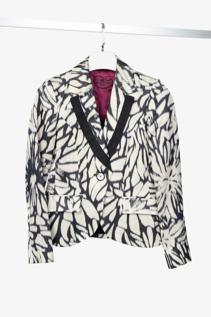 Etro White & Black Tie-Dye Flax-Satin Blazer