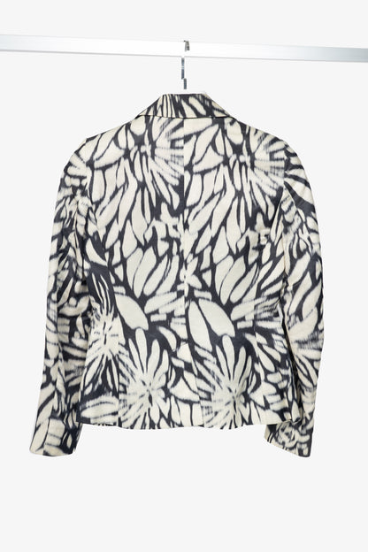 Etro White & Black Tie-Dye Flax-Satin Blazer