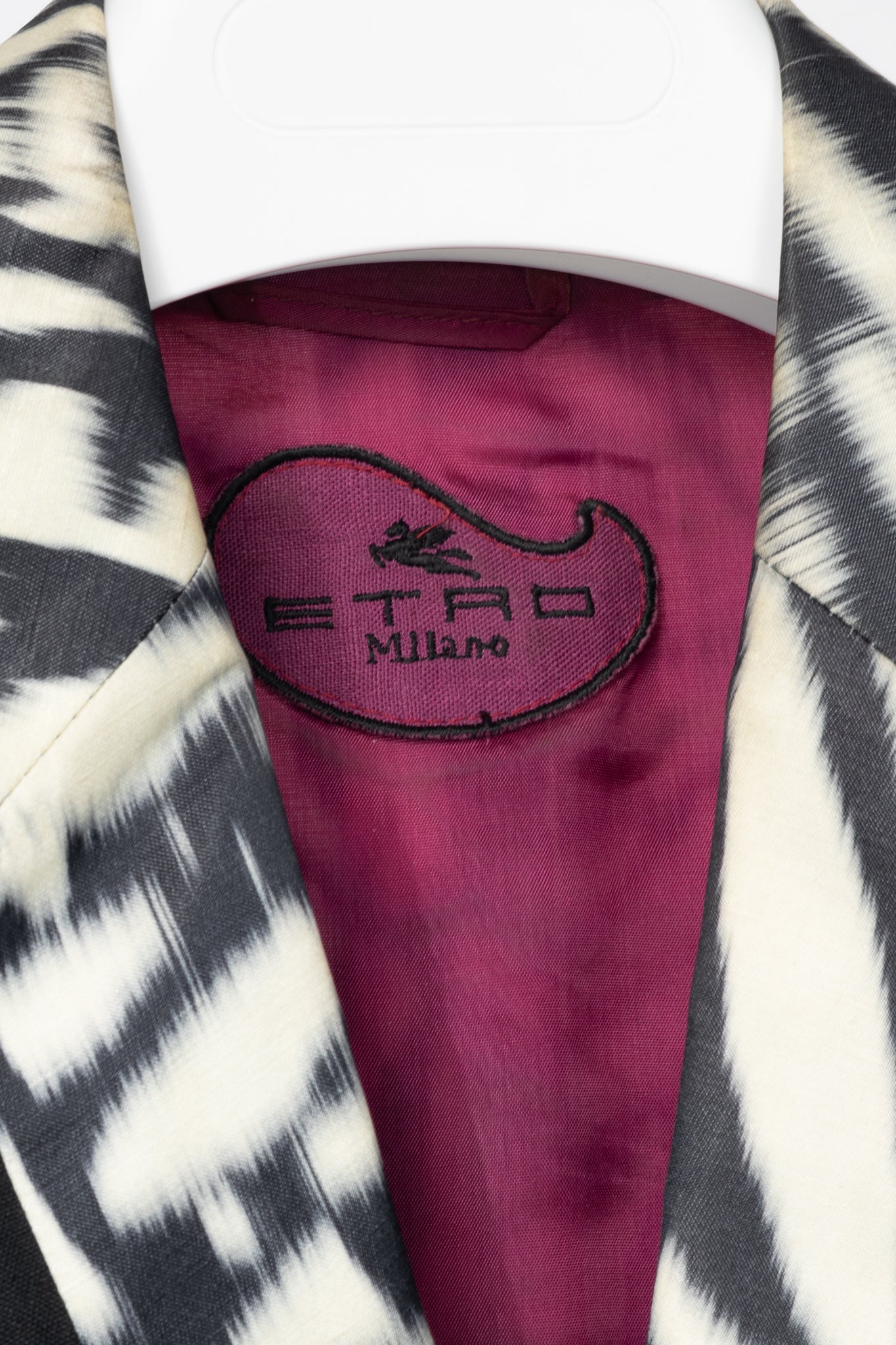 Etro White & Black Tie-Dye Flax-Satin Blazer